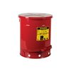 Oily Waste Can, 14 Gallon, Foot-Operated Self-Closing SoundGard Cover, Red
