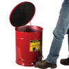 Oily Waste Can, 14 Gallon, Foot-Operated Self-Closing SoundGard Cover, Red