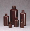 Nalgene® 2004-0001 Amber Boston Round Bottles, 1oz Heavy Duty HDPE with Polypropylene Screw Caps, case/72