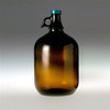 Amber Glass Jugs, 4 liter with 38-400 Green Thermoset with F217 & PTFE Lined Cap, case/6