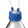 Solvent Delivery Cap, 2-Port Cap for Glass Media Bottles, GL-45, PTFE with PP plugs in action