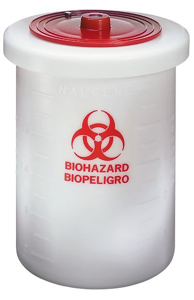 Nalgene® 63700015 Waste Container, Biohazardous, Polypropylene, 15
