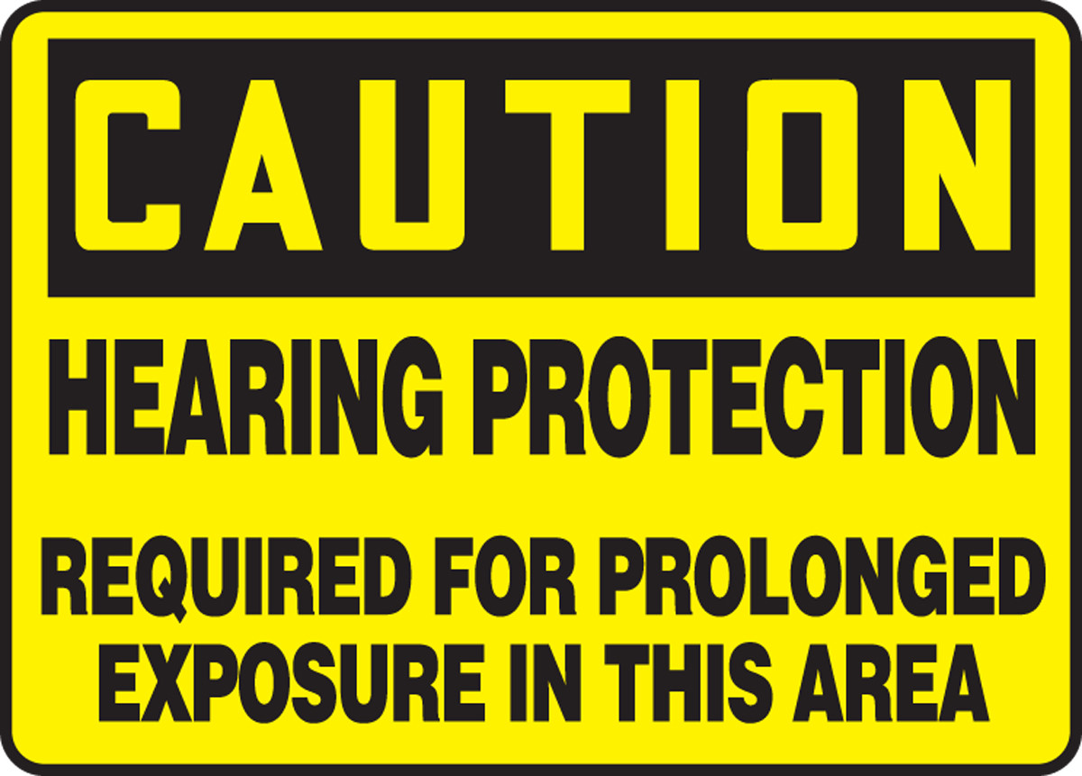OSHA CAUTION Sign Hearing Protection Required, 10 x 14", Each