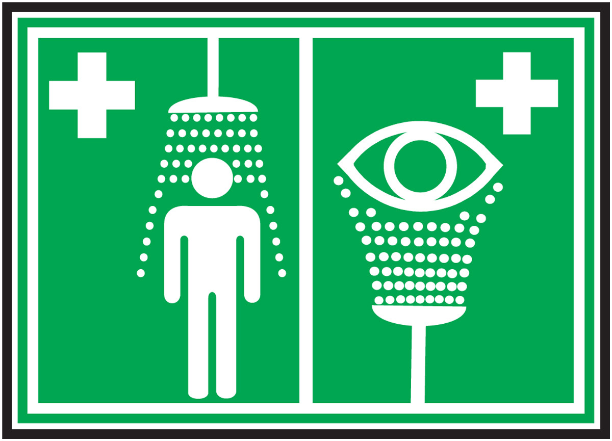 Safety Sign, First Aid, Emergency Shower and Eye Wash, 10 x 14