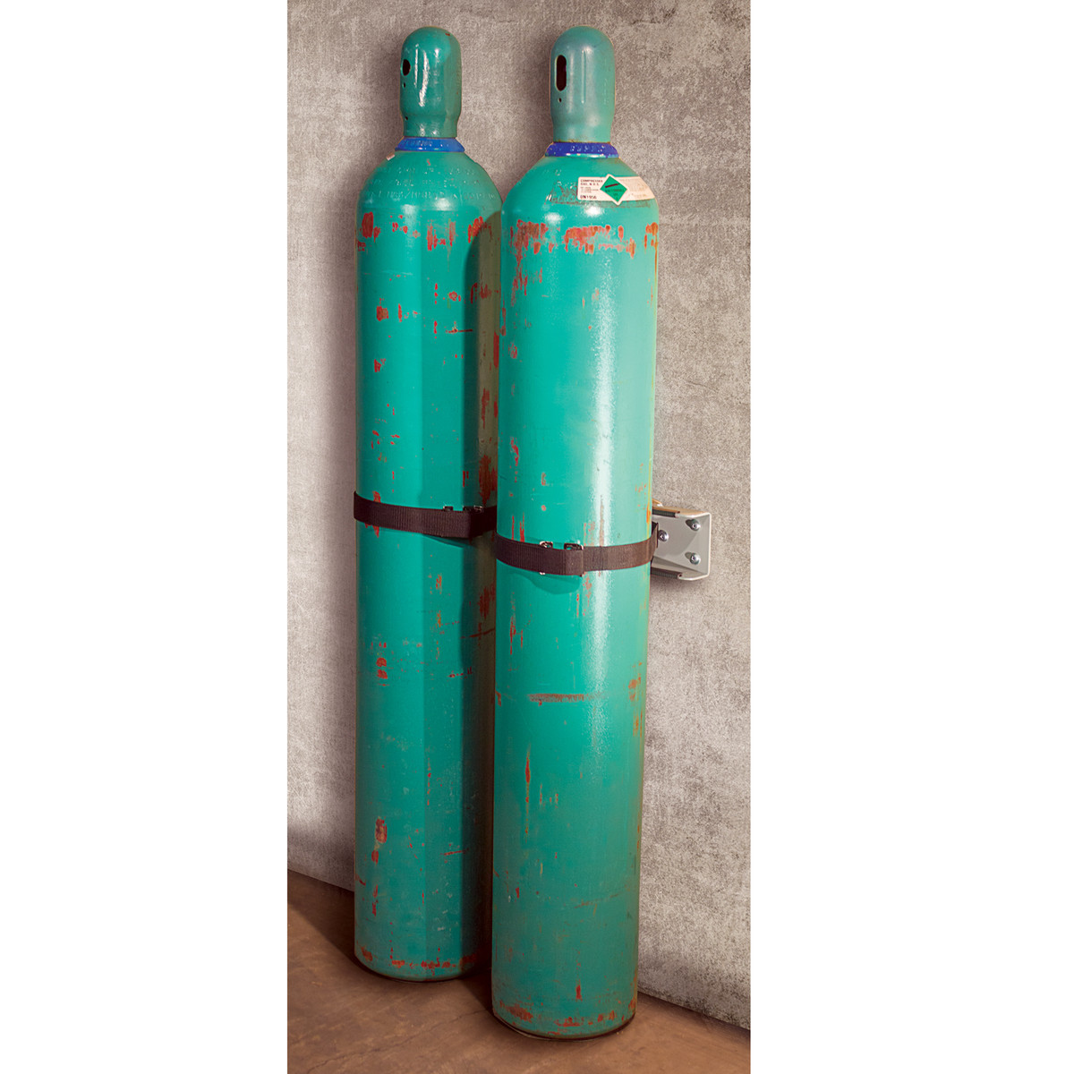 Gas Cylinder Support Bracket, 2 Cylinder Capacity, Wall Mount, Steel