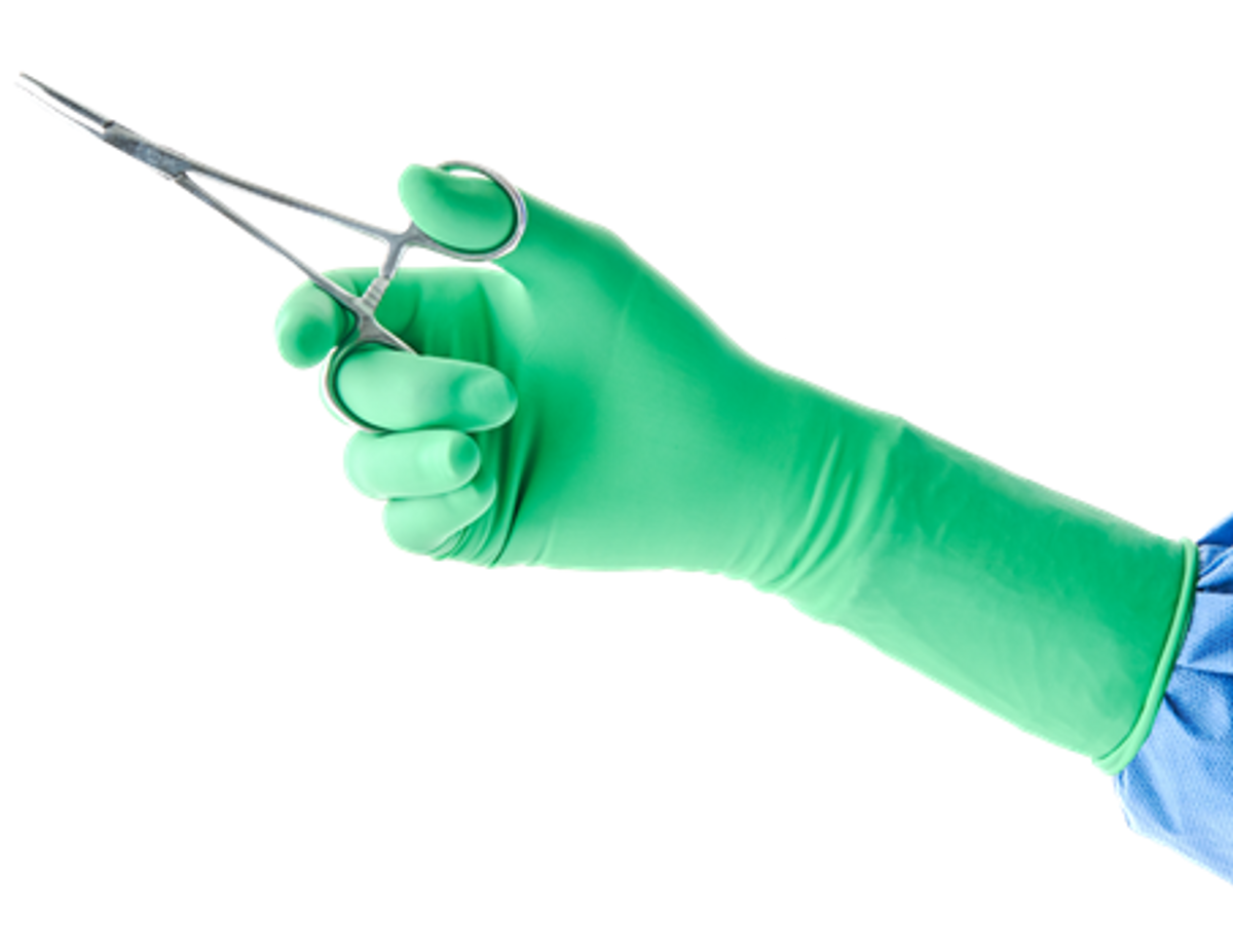 green surgical gloves