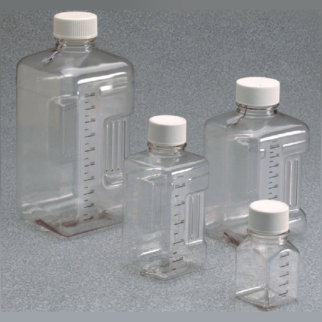 Nalgene® 300542 PETG Square Biotainer Bottles, Sterile, 500mL Lab Pack