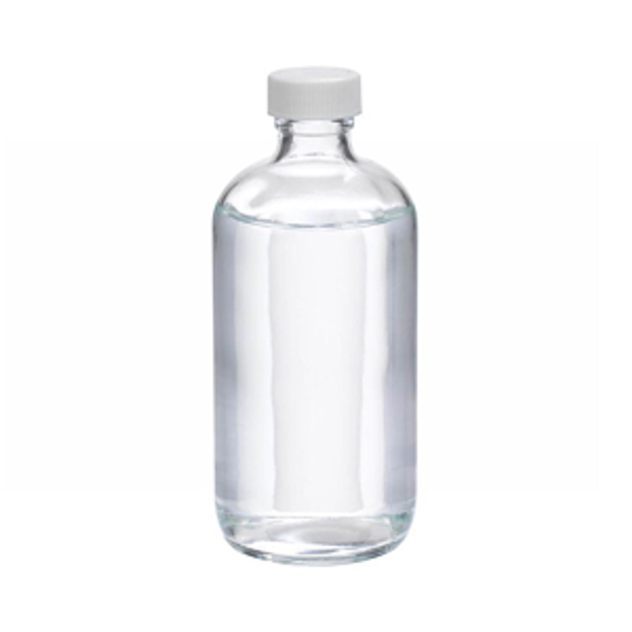 8 oz Clear Boston Round Glass Bottle with Black Cap