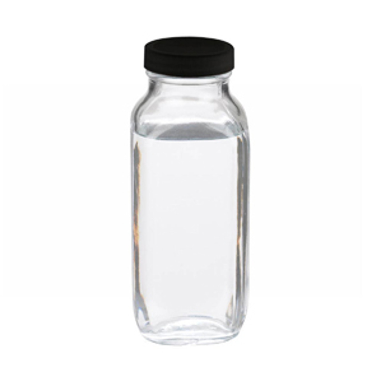 Clear Glass French Square Bottle with Silver Metal Plastisol Lid - 16 oz / 500 ml