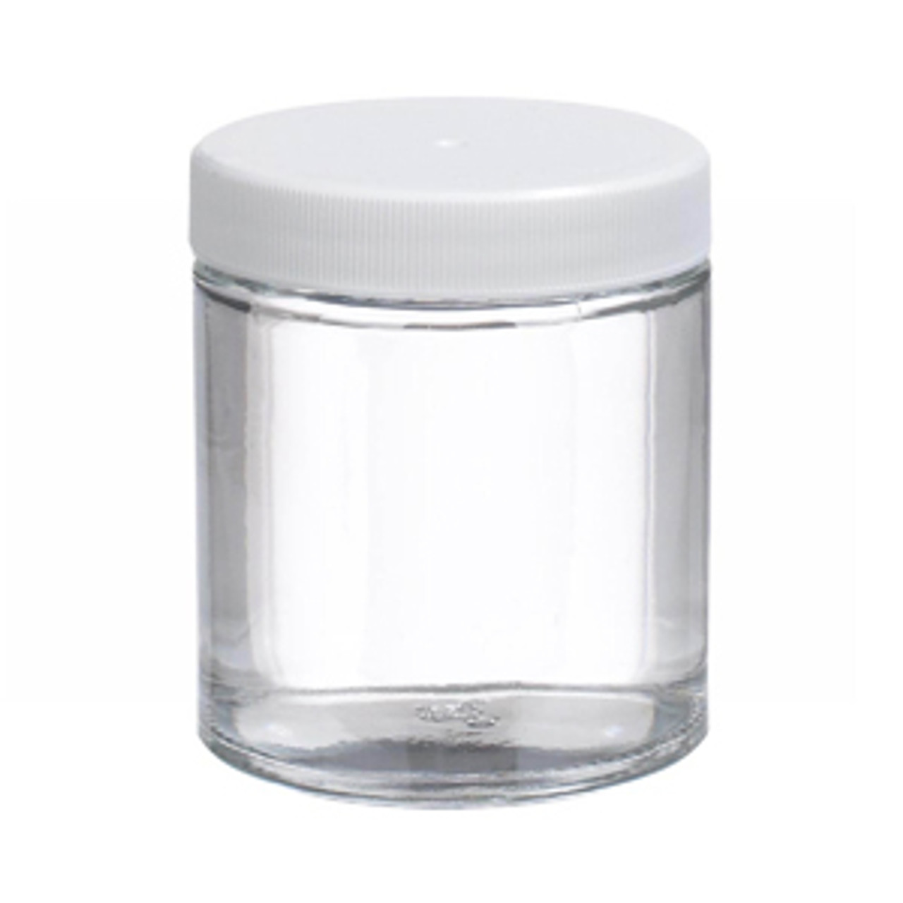 Clear Glass Jars, 4oz, White Unlined Caps, case/24