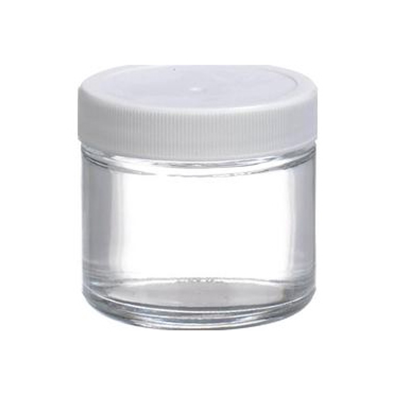 Certified, Clean 2 oz Clear Glass Sample Jars with Screw Caps, case/24