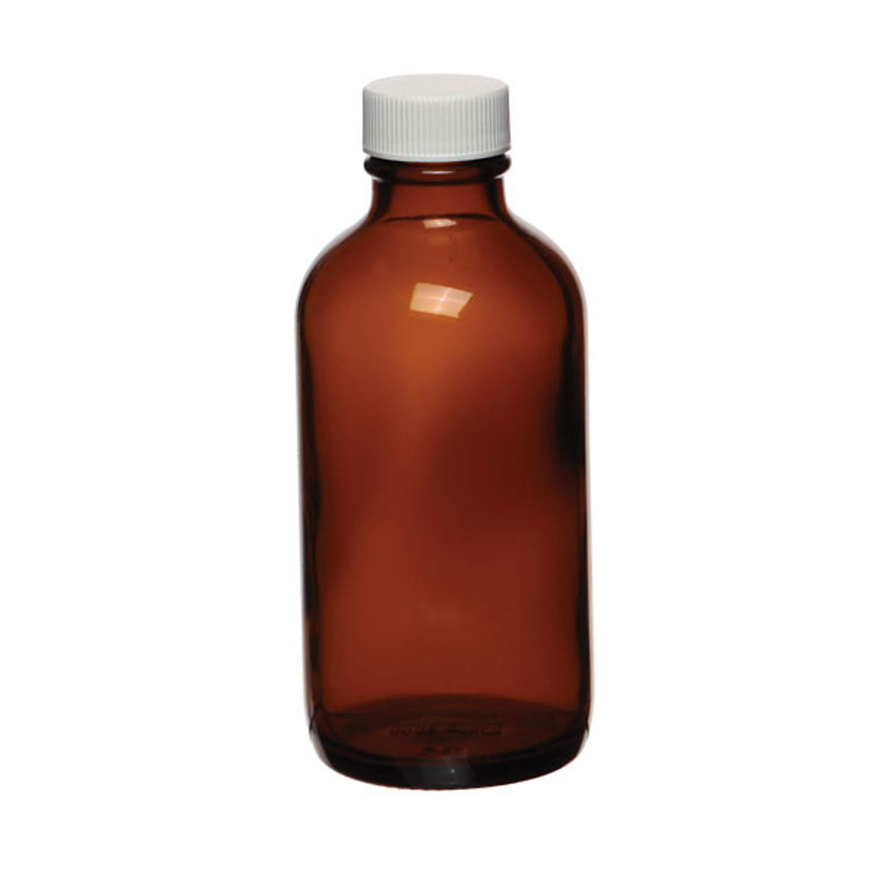 Amber Boston Round Glass Bottles - 8 oz