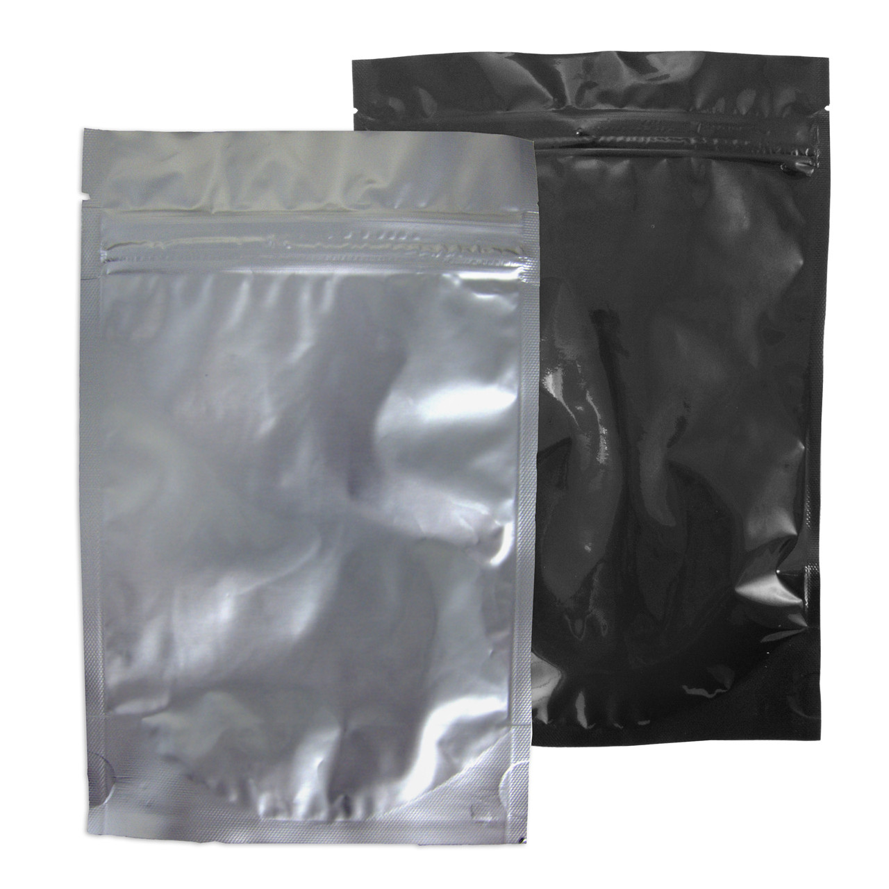 Resealable Heat-Seal Bags, 4.5 mil Stand Up Black-Foil Zipper Bags, 6 x  10, case/500