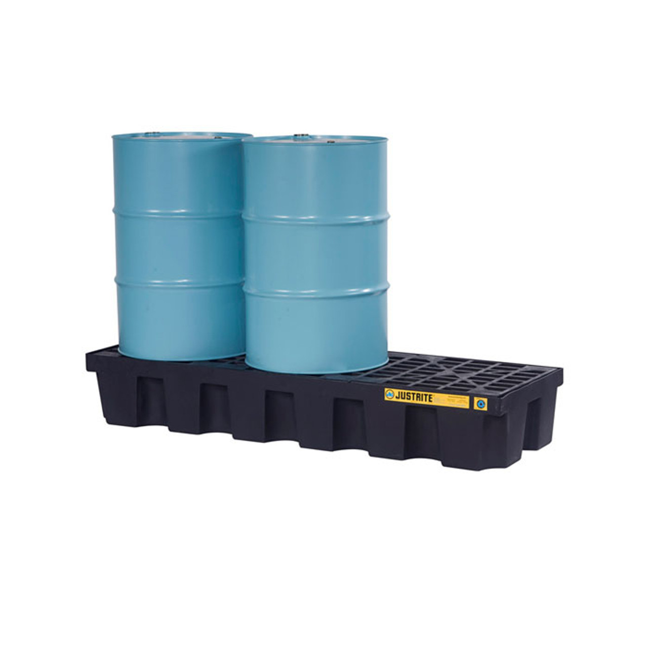 Justrite® EcoPolyBlend Spill Control Pallet, 3 Drum, Recycled Polyethylene, Black