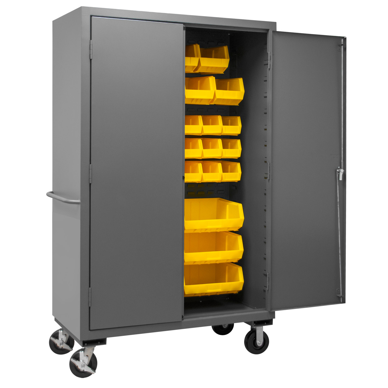 Mobile Cabinet, 12 Gauge, 30 Yellow Bins, 36 x 24 x 81 - Durham