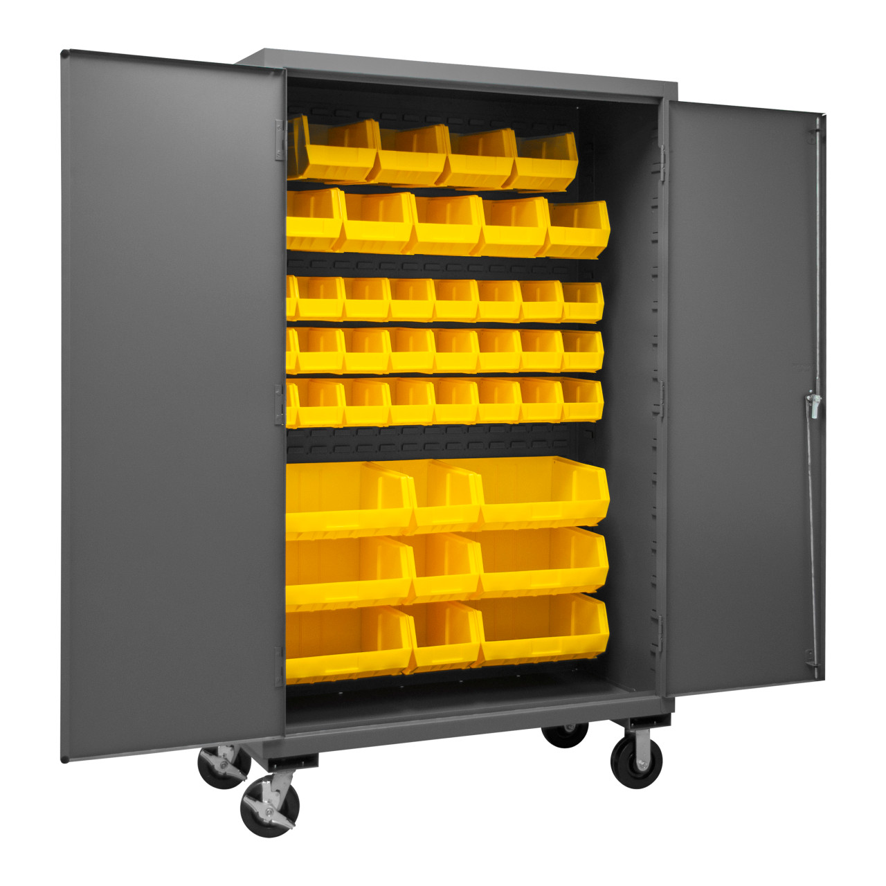 Mobile Gravity Shelf Bin Organizer - 7 x 12 x 4 Yellow Bins