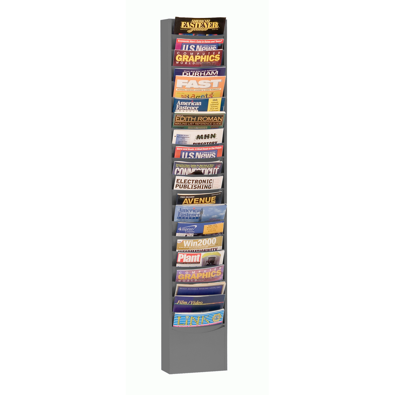 Literature Rack, 20 Pockets, Gray