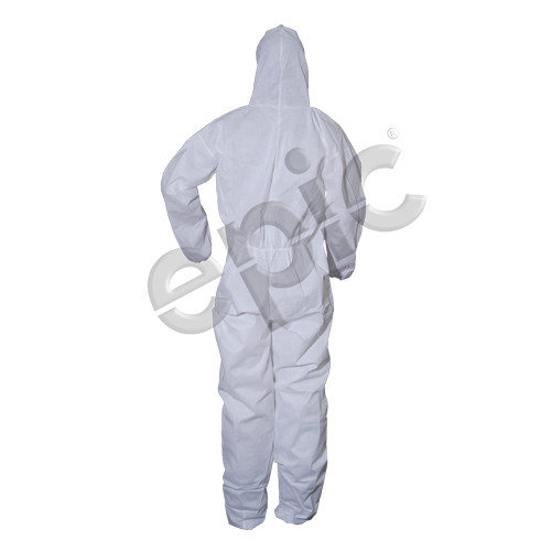 Disposable Coveralls, Microporous Coated, White with Hood and
