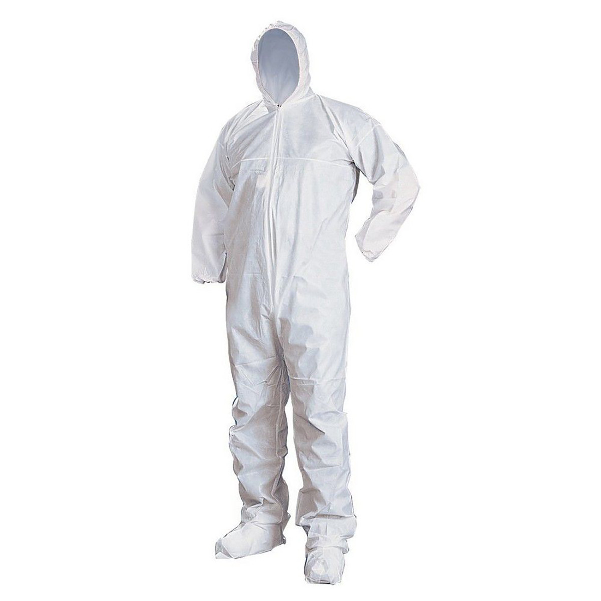 Disposable Coveralls, Onesie Suit with Hood and Booties, White