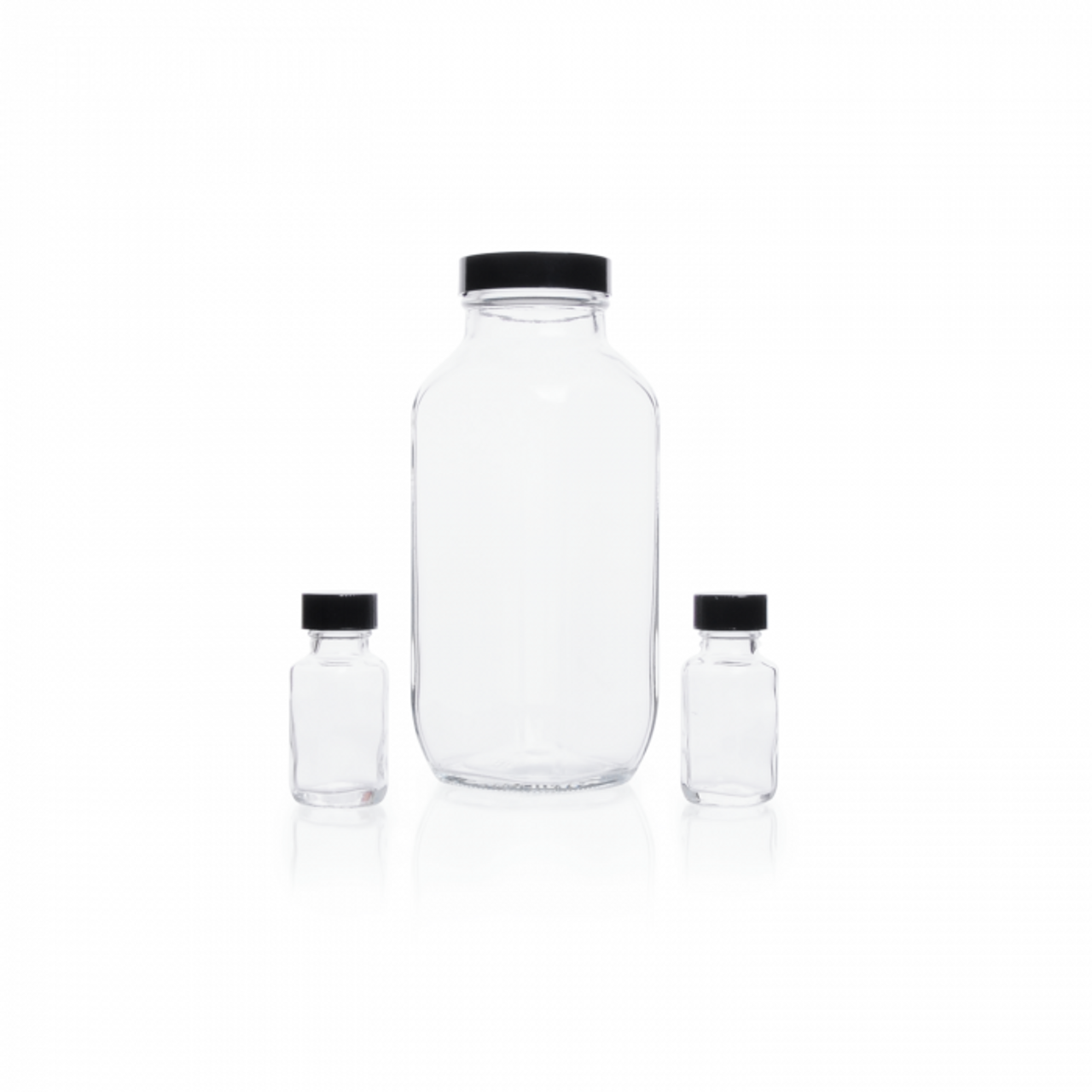 Glass Flask Bottles - Case of 6 - Clear (200 ml) with White 28mm