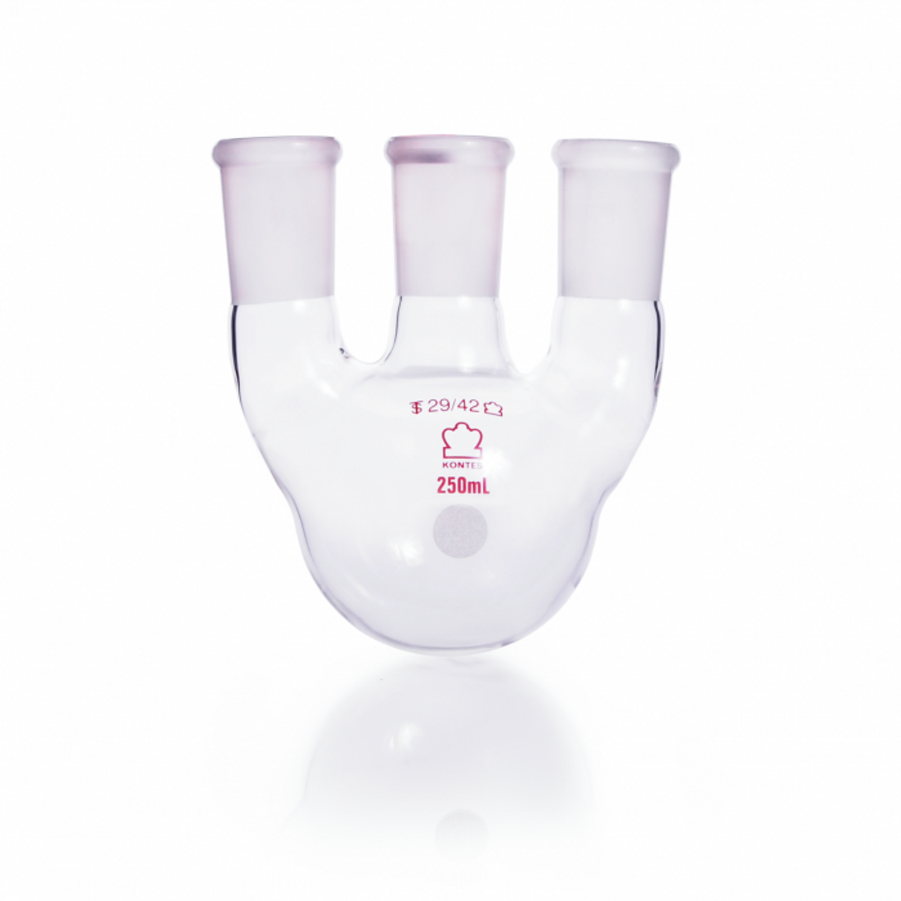 KIMBLE® Kontes® Borosilicate Glass Three Vertical Neck Round Bottom, Flask,  250 ml, 29/42 mm Center, 24/40 mm
