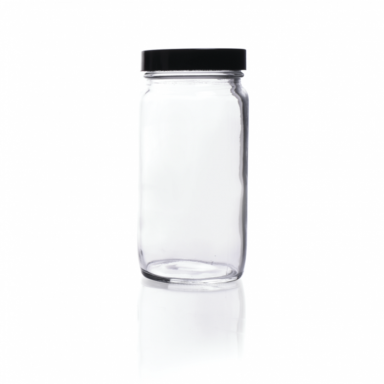 Kimble Type III Soda-Lime Glass Clear Straight-Sided Wide Mouth Jars with Pulp/Vinyl Cap Liner Case of 24 6oz Capacity 