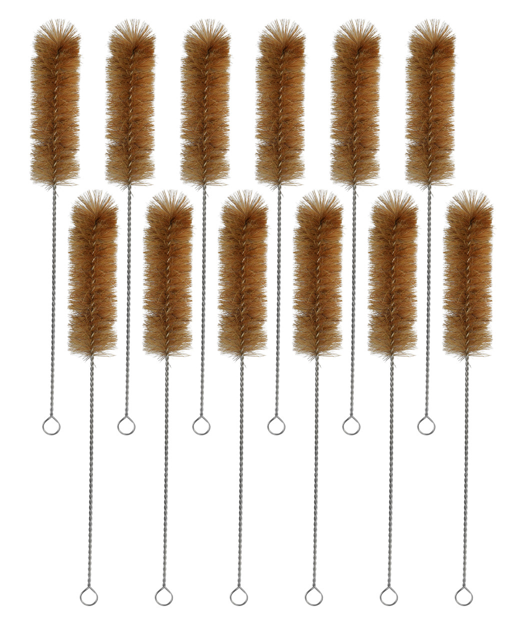 Bristle Cleaning Brushes with Fan-Shaped Ends, 11.25, Stainless Steel Wire  Handle, for 1.2-1.4 Openings, case/12