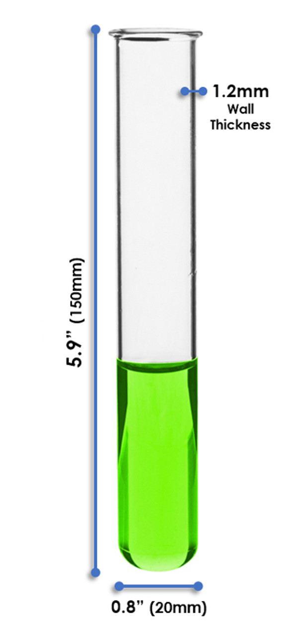 Test Tubes, 30mL, Borosilicate Glass, 1.2mm Thick, Beaded Rim