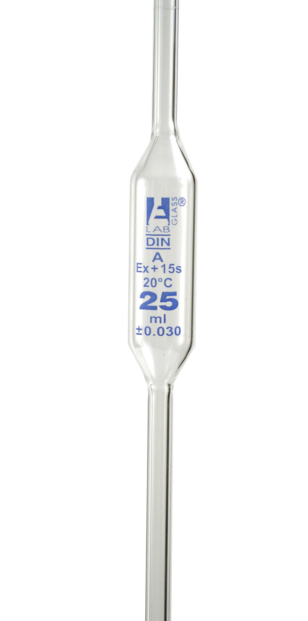 Volumetric Pipette, 25mL, Class A, Blue Markings, Blue Coded, Borosilicate Glass CP Lab Safety
