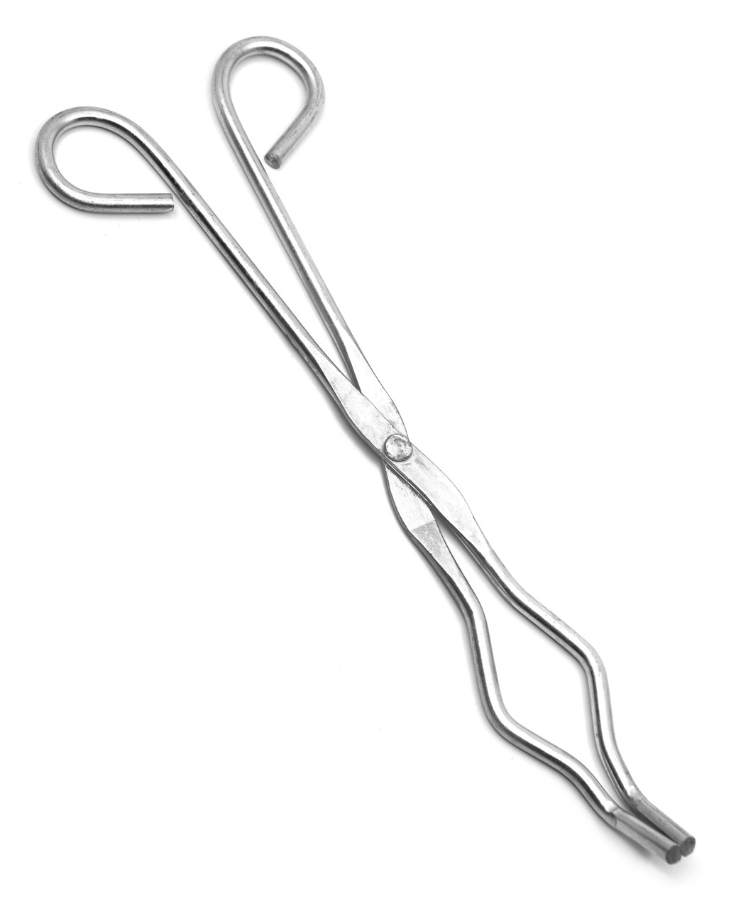 Crucible Tongs with Bow- Straight, Serrated Tips, Metal, 9.5 long