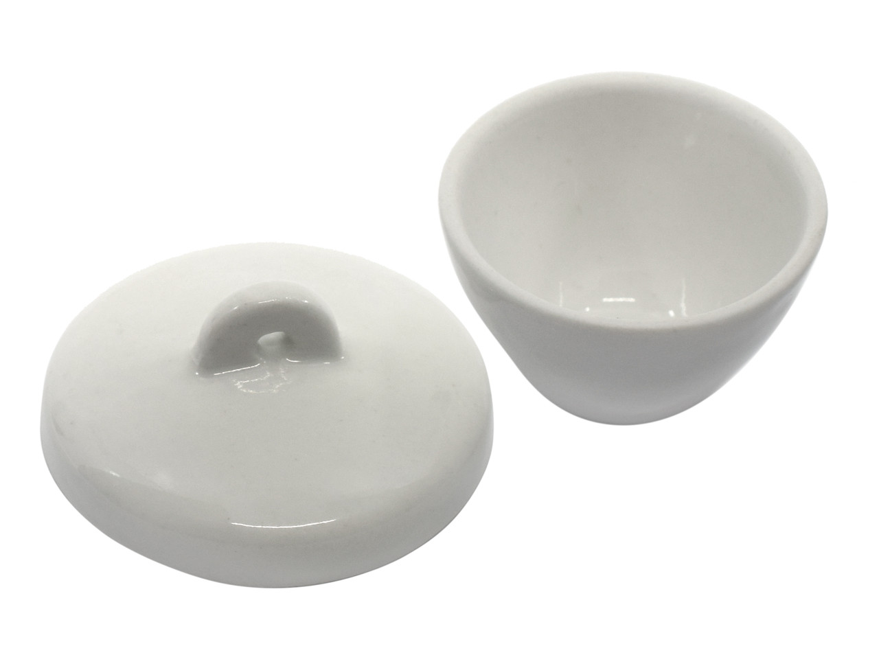 Crucible Set with Lid, Glazed Porcelain, Medium Wall, 25 & 50 ml (one of  each), Set of 2 - Norchemist