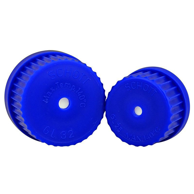 Vented Caps, GL-32, Blue, Autoclavable PP, pack/5