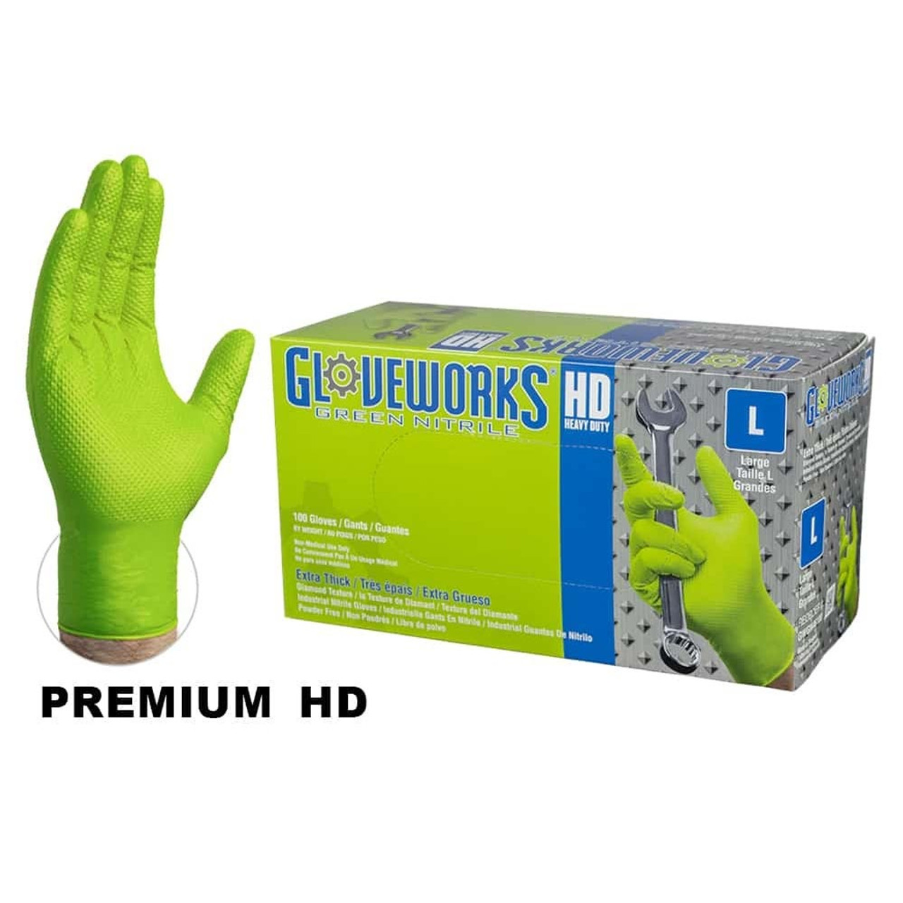 Gloveworks HD Green Nitrile Disposable Gloves - XL