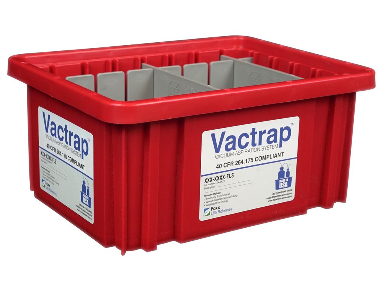 Vactrap Red Autoclavable Secondary Container with Dividers