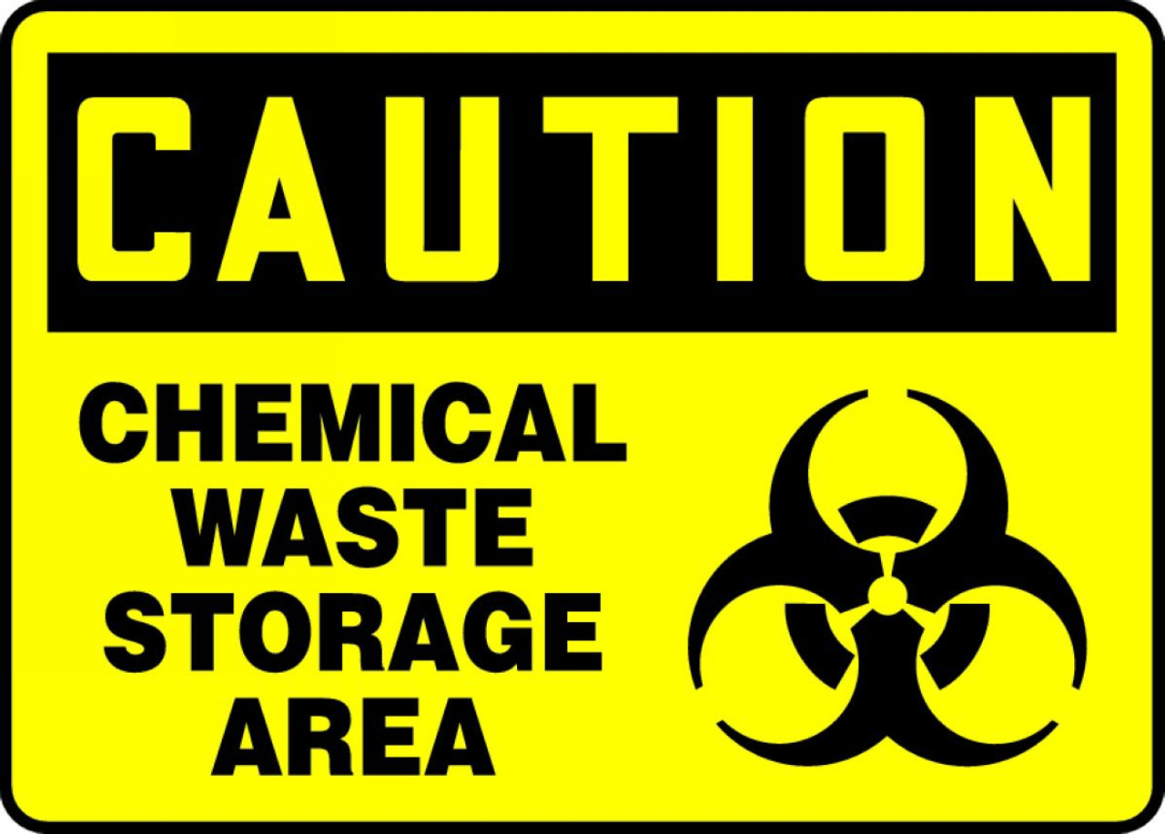 OSHA Safety Sign - CAUTION: Chemical Waste Storage Area, 10" x 14", Pack/10