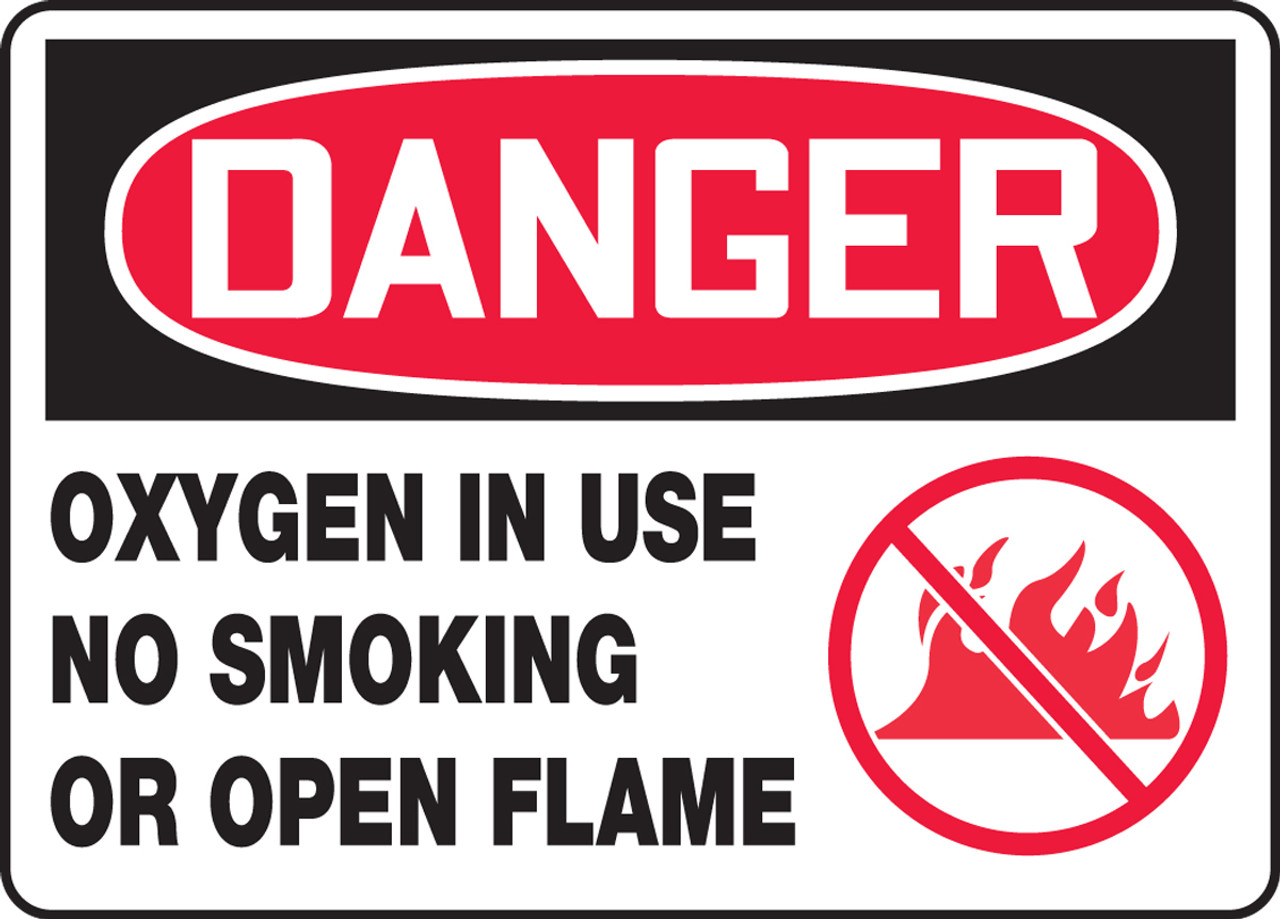 Oxygen No Smoking No Open Flames Danger Sign 10"x14" OSHA Sign 