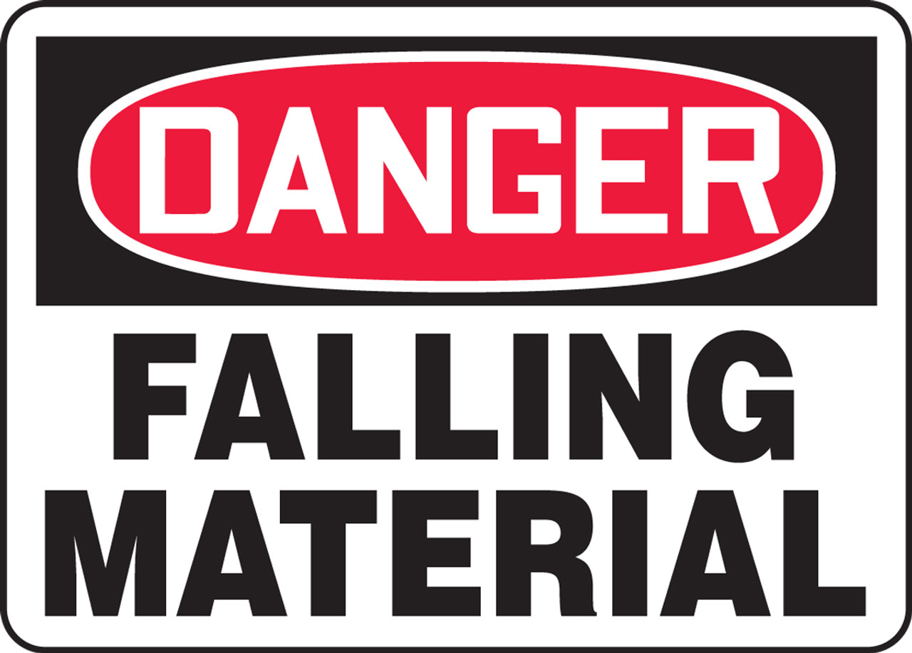 Falling Material Danger Sign 10" x 14" OSHA Safety Sign 