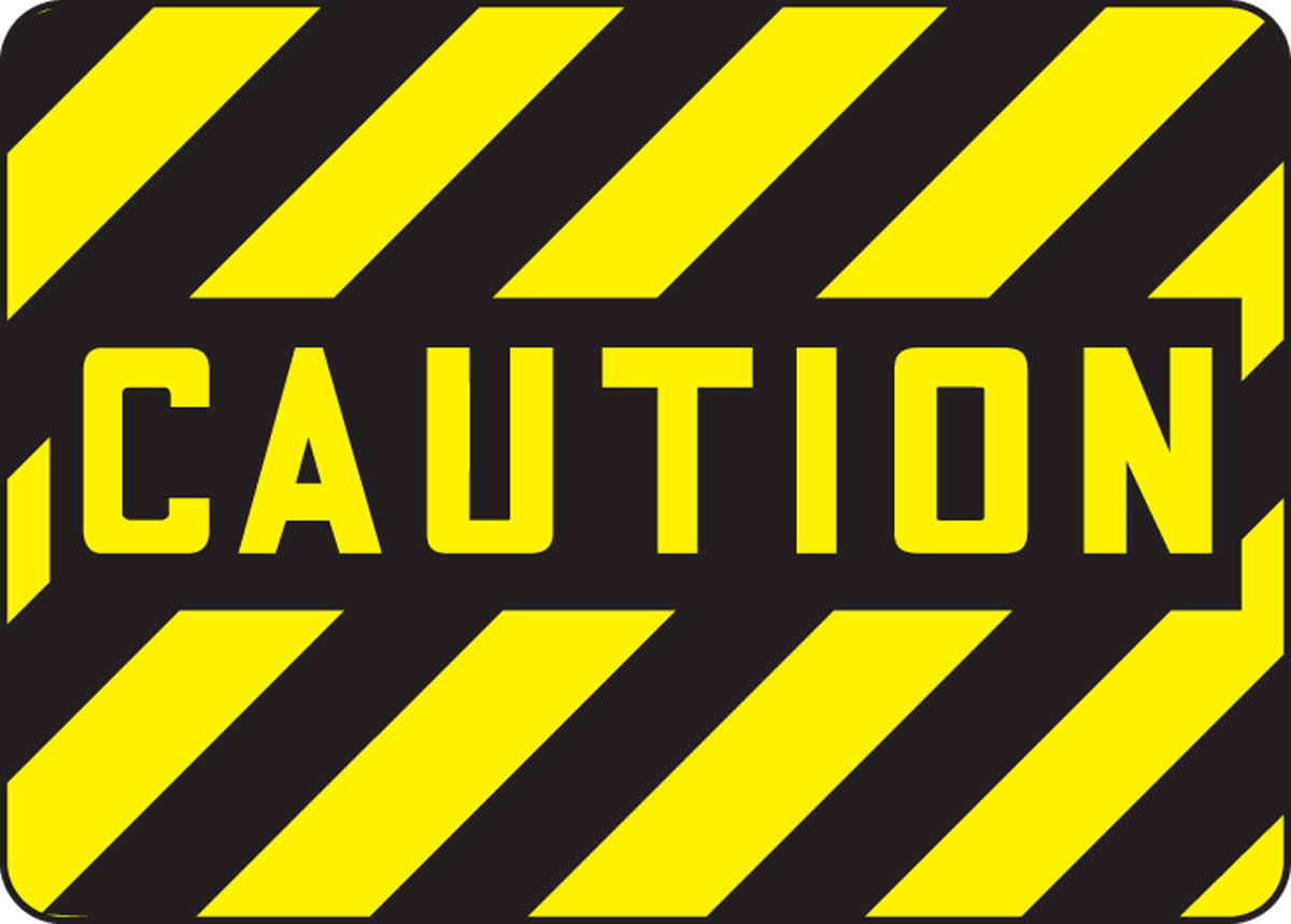 OSHA Safety Sign, CAUTION, Yellow and Black Stripes, 10 x 14