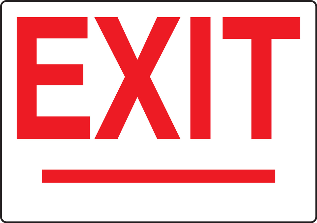 Safety Sign Exit Red On White With Arrowheads 10 X 14 Each 