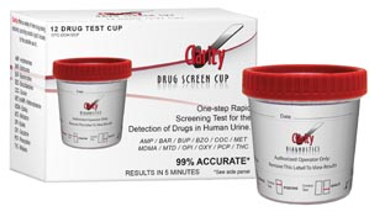 Drug Screening Test, Clarity 12 Drug Round Cup, OTC Approved For Home