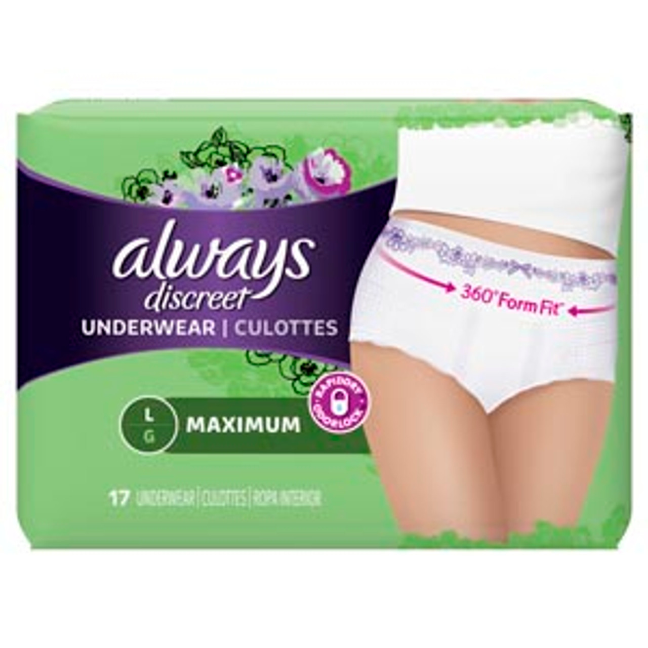 Womens Adult Incontinence Panties - 20 Oz. Pad - 3 Pack - XL - White