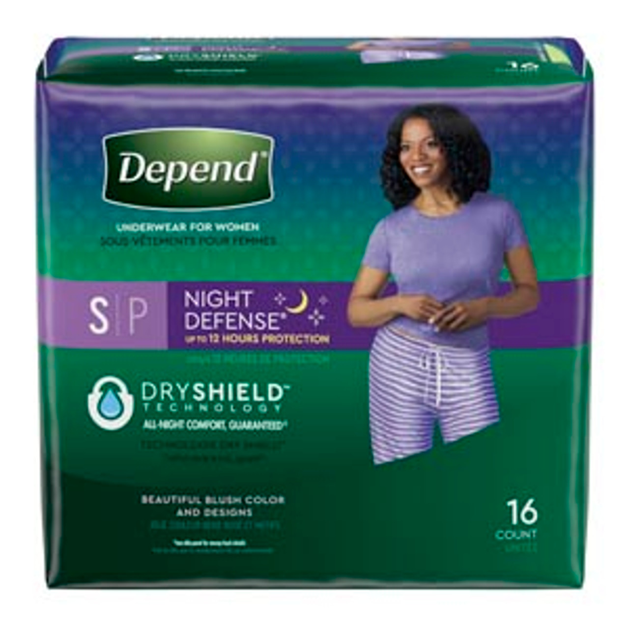 Depend Protective Underwear, Overnight, Small, Women, 16 per pack, case/4