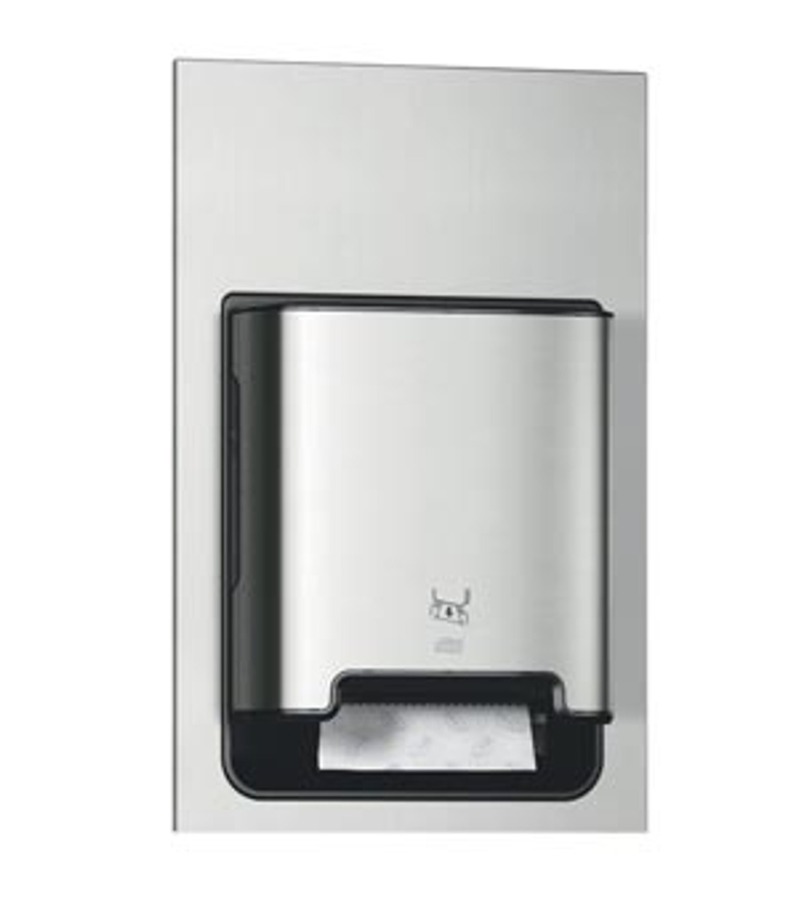 Recessed counter top hand towel dispenser in stainless steel