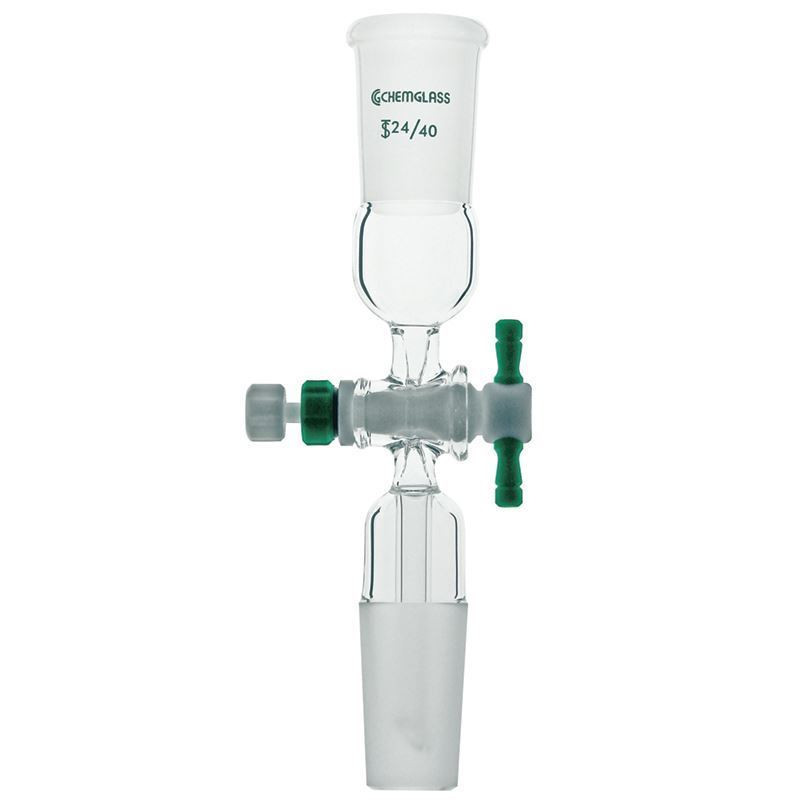 Flow Control Adapter, 2mm Stopcock, 24/40 Joint Size, each