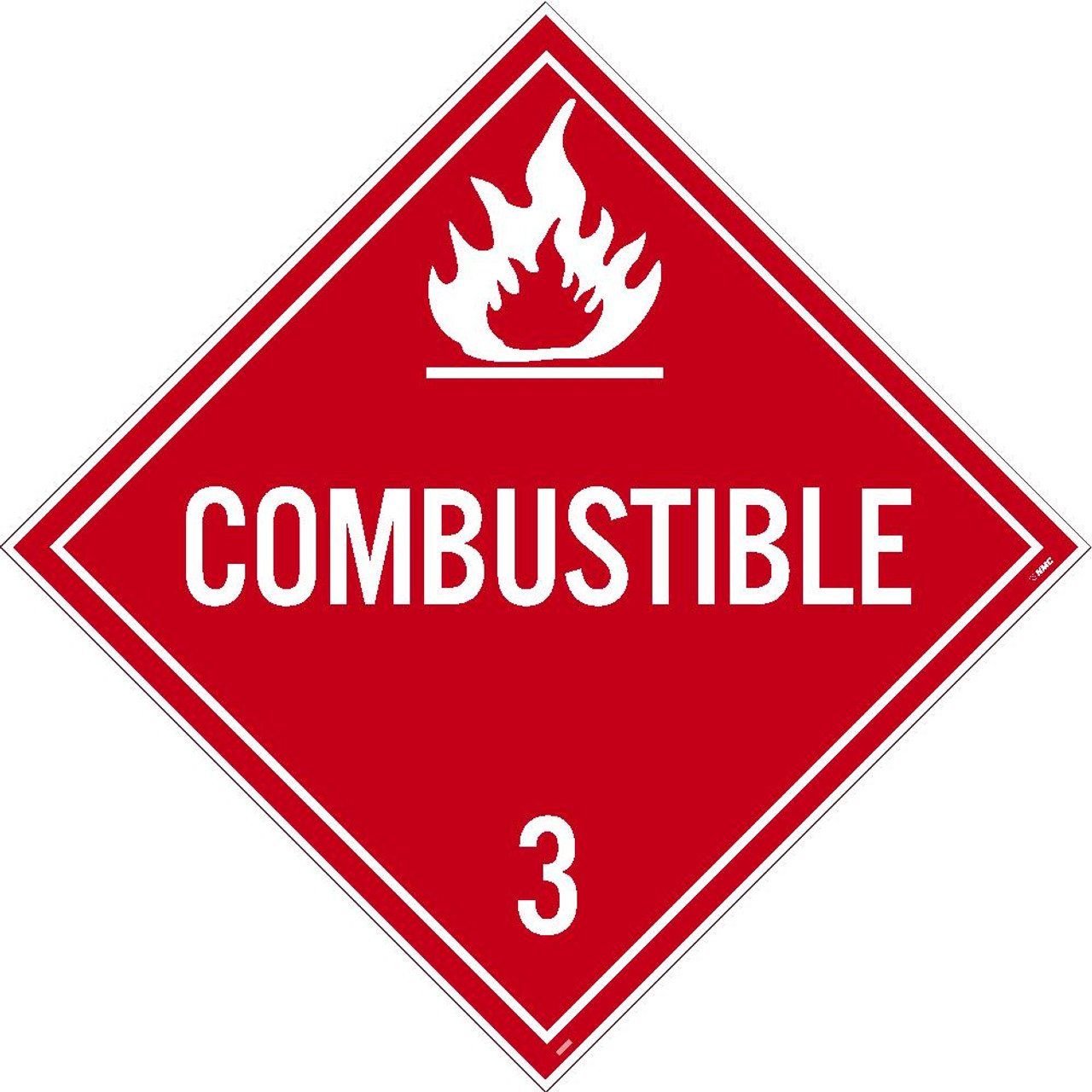 Combustible 3 Dot Placard Sign Pressure Sensitive Removable Vinyl .0045
