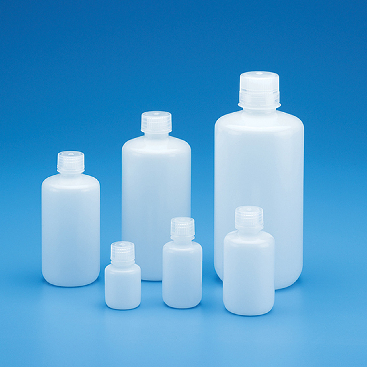 Leak Proof Water Bottles, Natural HDPE Narrow Mouth Bottles w/ Screw Caps