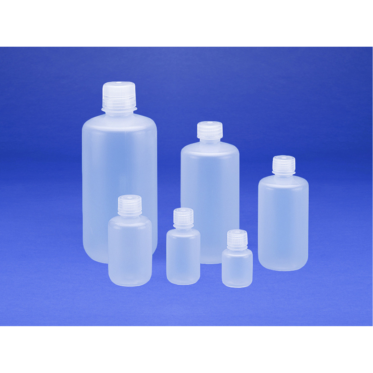 Leak Proof Water Bottles, Natural HDPE Narrow Mouth Bottles w/ Screw Caps