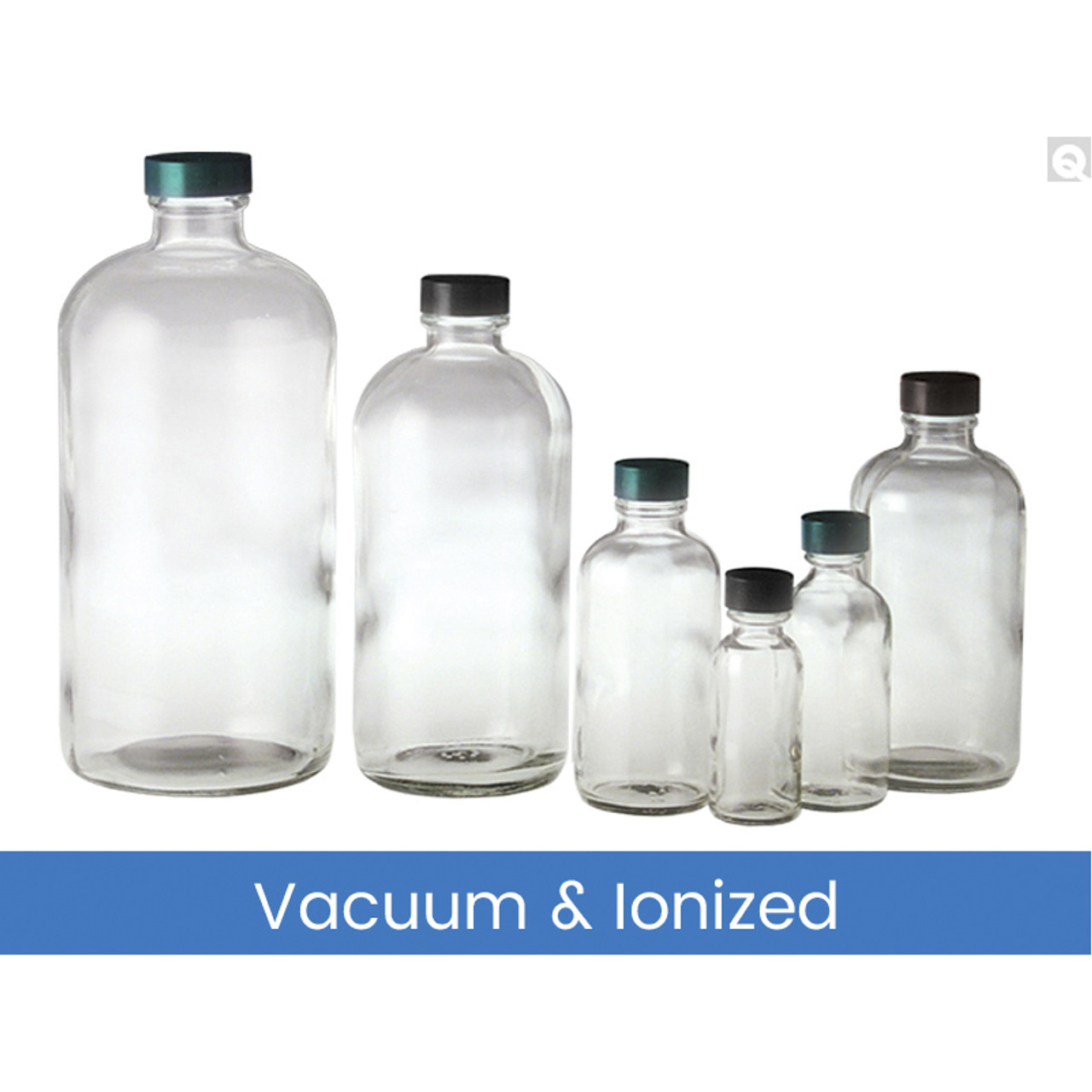 4oz (120mL) Glass Boston Round, 22-400 Green Thermoset F217 & PTFE Lined Caps, Vacuum & Ionized, case/24 4oz (120mL) Glass Boston Round, 22-400 Green Thermoset F217 & PTFE Lined Caps, Vacuum & Ionized, case/24