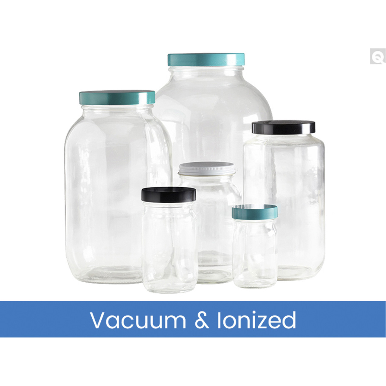 8oz (240mL) Clear Wide Mouth Bottles, 58-400 PP SturdeeSeal PE Foam Lined Caps, Vacuum & Ionized, case/24