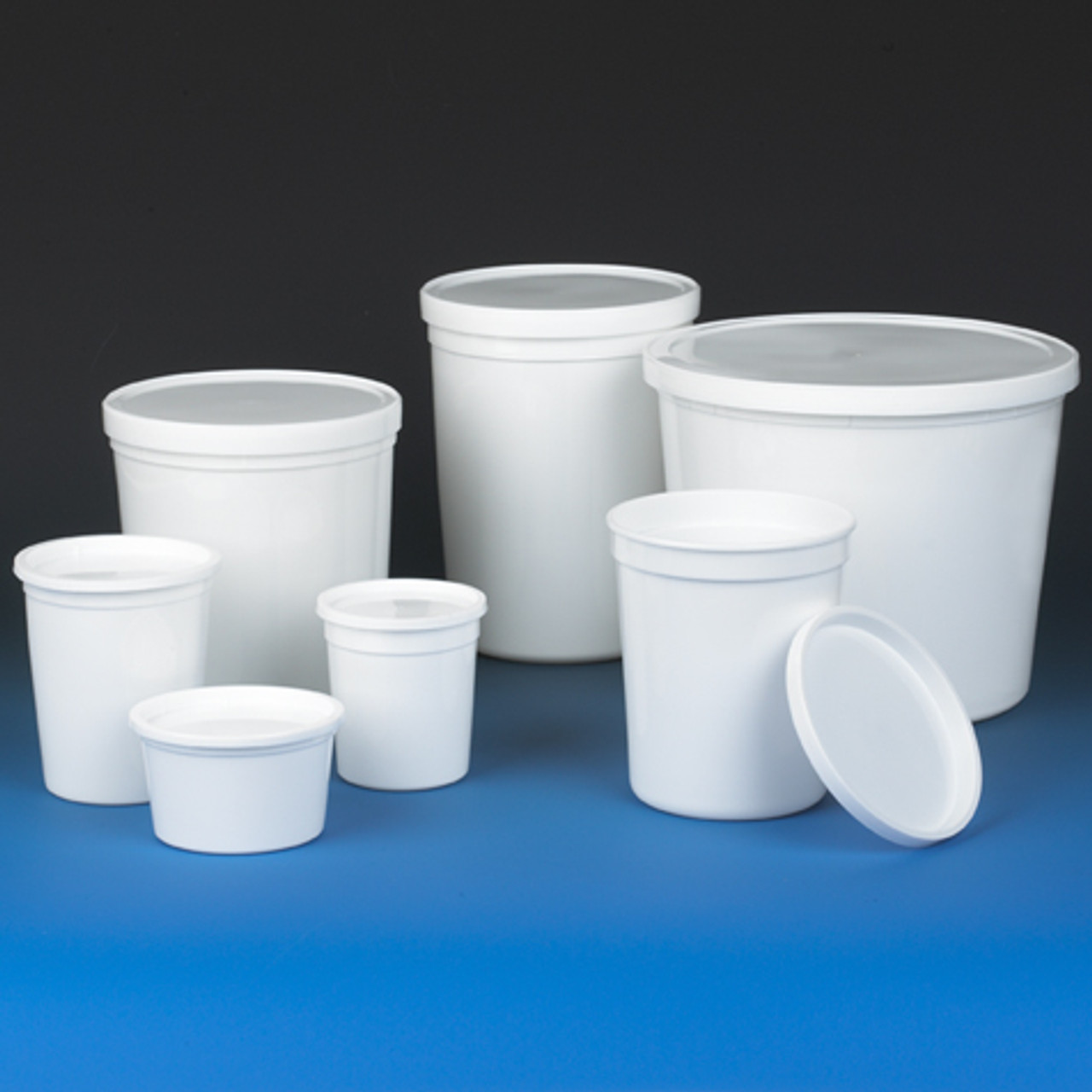 Multi-Purpose Polyethylene Container, Economy, 8oz, Short Style, Snap Lid,  White, case/100